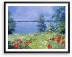 Poppies by the lake Framed Art Print 49218605