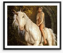 The maiden on the unicorn Framed Art Print 49258155