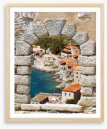 Window to the fishing village Framed Art Print 50170471