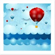 Balloons over the ocean Art Print 51096636