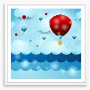 Balloons over the ocean Framed Art Print 51096636