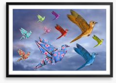 Origami bird dreamscape Framed Art Print 51270603
