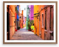 Colourful street in Burano Framed Art Print 51805031