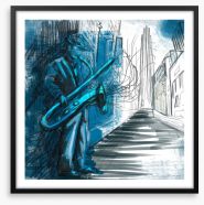 Sax player blues Framed Art Print 52554166