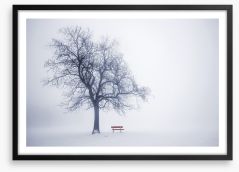 Red bench in Winter Framed Art Print 52742496