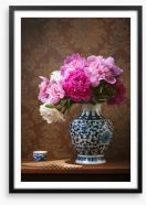 Peonies in a chinese vase Framed Art Print 54150955