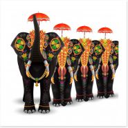 Elephant procession Art Print 55184009