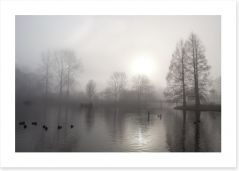 Silhouettes in the morning fog Art Print 55240903