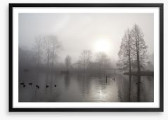 Silhouettes in the morning fog Framed Art Print 55240903