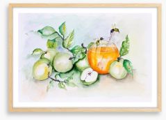 Honey bees and apples Framed Art Print 55759369