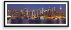 Manhattan at night panorama Framed Art Print 55873446