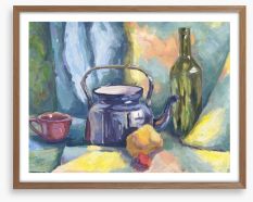 Still life with teapot and bottle Framed Art Print 56854184