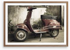 Retro red moped Framed Art Print 58300169