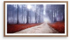 Misty forest drive Framed Art Print 58438212