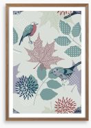 Leaves and birds Framed Art Print 58594835