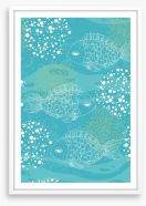 Fishes through the coral Framed Art Print 58624113