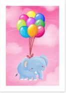 Floating balloon elephant Art Print 59339793