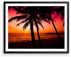 Tropical sunset silhouette Framed Art Print 59932807