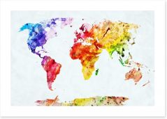 Rainbow watercolour map Art Print 59994506