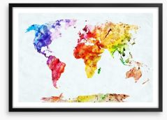 Rainbow watercolour map Framed Art Print 59994506