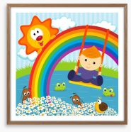 On the rainbow swing Framed Art Print 60211399