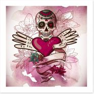 Sugar skull with flowers Art Print 60486503