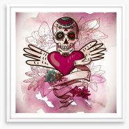 Sugar skull with flowers Framed Art Print 60486503