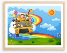 Rainbow road to the zoo Framed Art Print 61421973