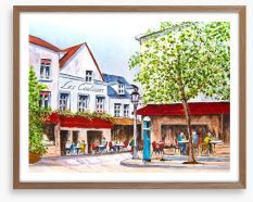Cafes in the village square Framed Art Print 61820304