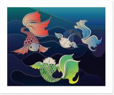 Three fish swim Art Print 62025083