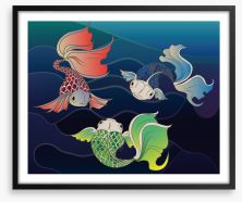 Three fish swim Framed Art Print 62025083