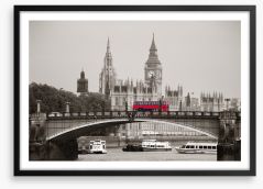 Red bus on the bridge Framed Art Print 62039430