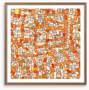 Marble orange mosaic Framed Art Print 62411100