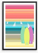 Surfboards and sailboats Framed Art Print 62430632