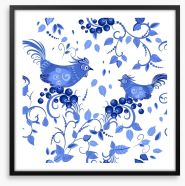 Blue bird berries Framed Art Print 63454764
