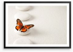 White stones and butterfly Framed Art Print 63717283
