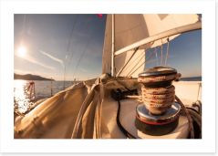 Sailing at sunset Art Print 64055516