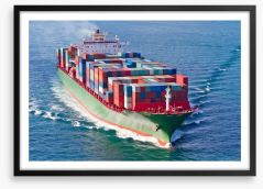 Cargo ship departs Framed Art Print 65063906