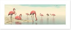 Pink flamingo flock Art Print 65721259