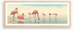 Pink flamingo flock