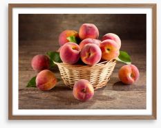 Plump peach basket Framed Art Print 66282975