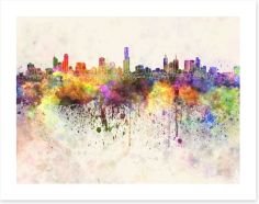 Melbourne skyline watercolour Art Print 66858868