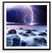 Thunderstorm over the ocean Framed Art Print 69968944