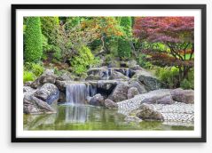 Japanese garden cascade Framed Art Print 70530798