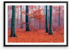 Misty Autumn forest Framed Art Print 71244918