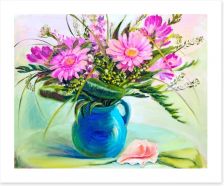 Pink gerberas in vase Art Print 71478008