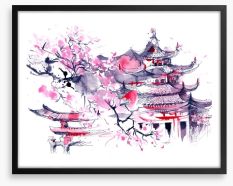 Sakura temple Framed Art Print 71551221