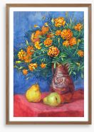 Golden marigold pears Framed Art Print 72040920