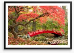 Red bridge in Autumn Framed Art Print 72372777