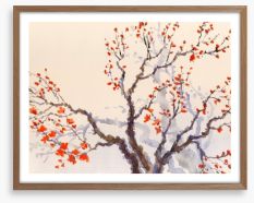 Red budding tree Framed Art Print 73457227